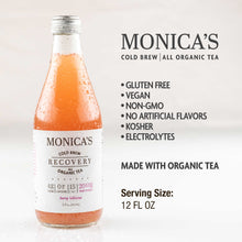 Load image into Gallery viewer, Monica’s Cold Brew All Organic Tea - Recovery - Berry Hibiscus - 12oz Bottles (Pack of 6) - Caffeine-Free, Healthy Energy Drink to Support Your Active Lifestyle, Made With Organic, Vegan, Kosher and Non-GMO Ingredients